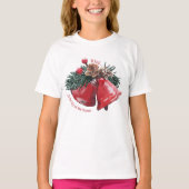 T-shirt met kerstballen – Ring in the Joy (Voorkant)