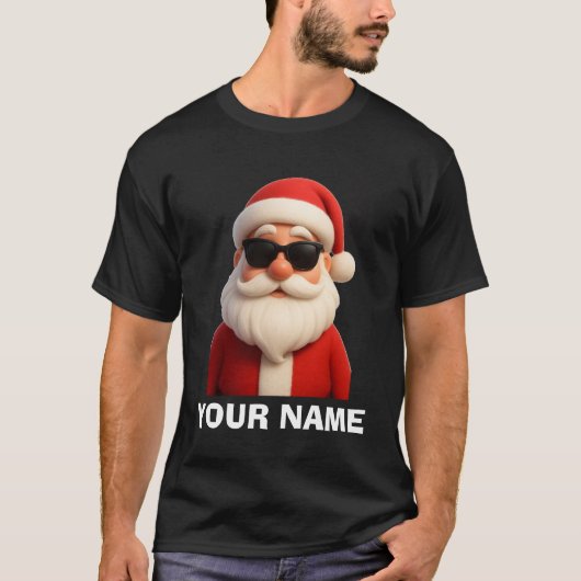T-shirt met kerstman en jouw naam (Voorkant)