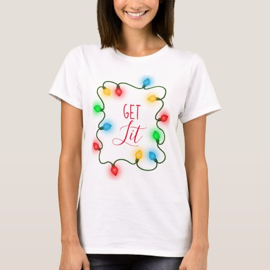 T-shirt met kerstverlichting (Voorkant)