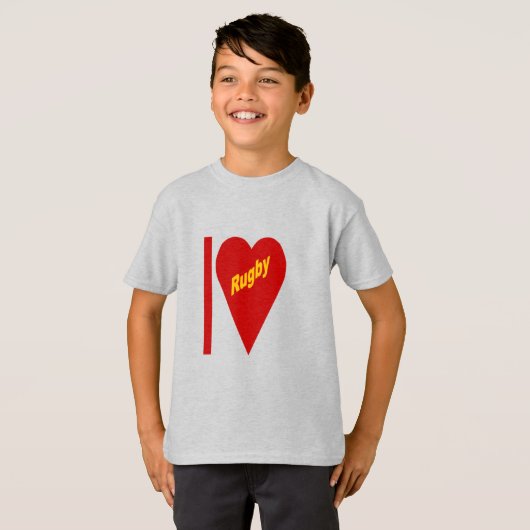 T-shirt met kinderen I LOVE RUGBY (Voorkant volledig)