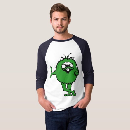 T-shirt met kleine groene middelvinger (Voorkant volledig)