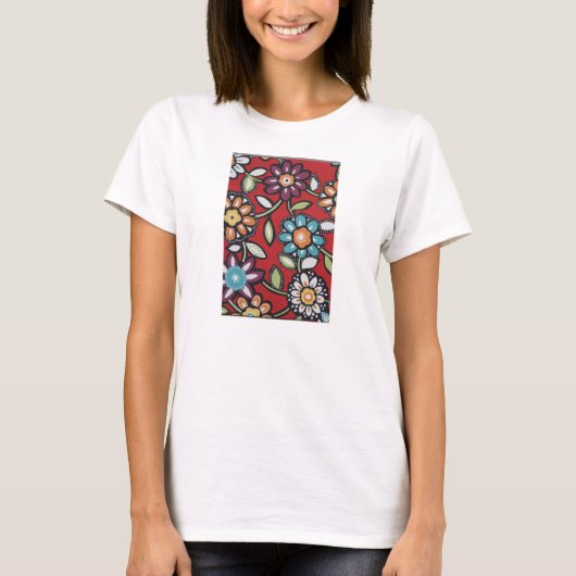 t-shirt met kleurrijke hippie bloem (Voorkant)
