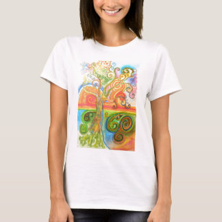 T-shirt met kleurrijke Psychedelic Swirly Tree