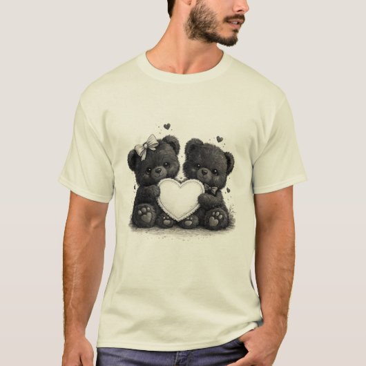 T-shirt met knuffelbeerliefde – Hartontwerp (Voorkant)