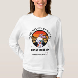 T-shirt met knuffelkonijn en wortel bij retro zons