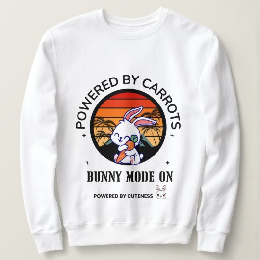 T-shirt met knuffelkonijn en wortel bij retro zons (Design voorkant)