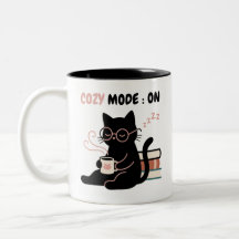 T-Shirt met knusse modus aan, cute zwarte kat, kof