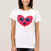 T-shirt met koel hart met zonnebril (Voorkant)
