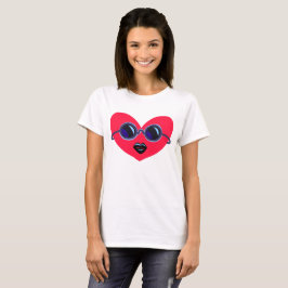 T-shirt met koel hart met zonnebril