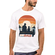 T-Shirt met koele vader die vist met zoon bij zons