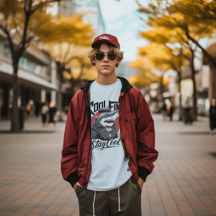 T-shirt met koele vin haai-illustratie