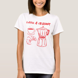 T-shirt met koffie en croissant