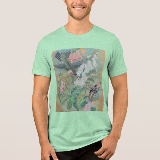T-shirt met kolibrie en mot (Voorkant)