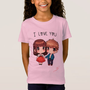 T-shirt met korte mouwen en een jongen en meisje o