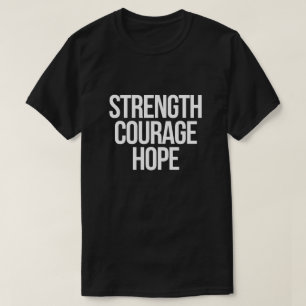 T-shirt met Kracht Moed Hoop – Minimaal Kanker Bew