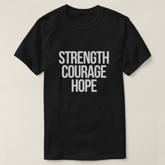 T-shirt met Kracht Moed Hoop – Minimaal Kanker Bew (Design voorkant)