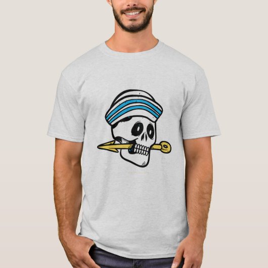 T-Shirt met krijgerschedel-speergrafiek (Voorkant)