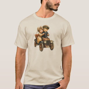 T-shirt met lachende kinderen in de retro
