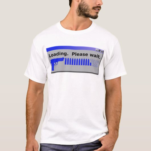 T-shirt met "Laden Even Geduld" grappige tekst (Voorkant)