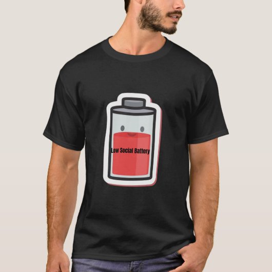 T-shirt met lage sociale batterij grappige introve (Voorkant)