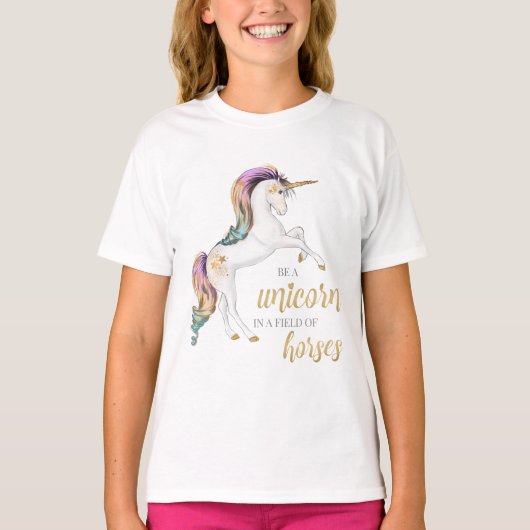 T-shirt met lange hoes van de Magische Unicorn (Voorkant)