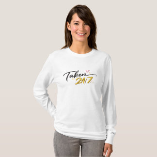 T-shirt met lange mouwen en relatiecitaat 24/7