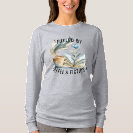 T-shirt met lange mouwen 'Fueled by Coffee & Ficti