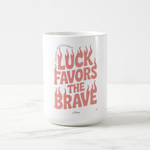T-shirt met lange mouwen 'Geluk is voor de dappere Koffiemok