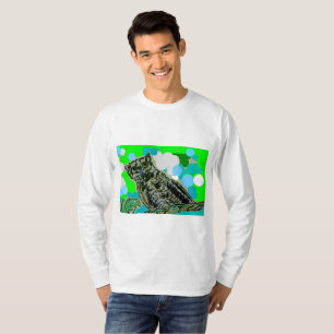 T-SHIRT MET LANGE MOUWEN - GREAT HORNED OWL