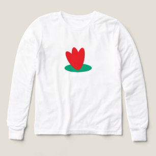 T-shirt met lange mouwen met bloem op een vijver