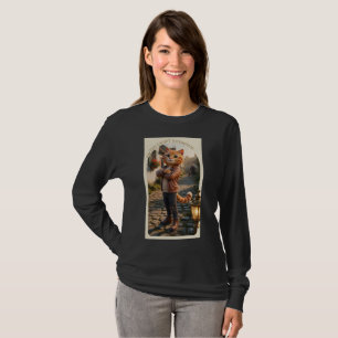 T-shirt met lange mouwen met kat met oranje vacht