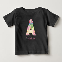 T-shirt met letter A en eenhoorn