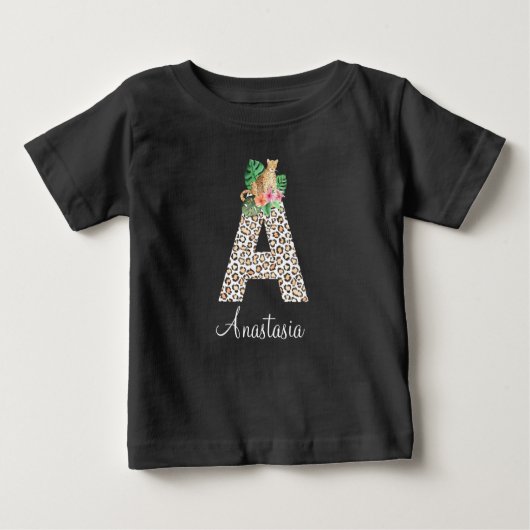 T-shirt met letter A en luipaard (Voorkant)