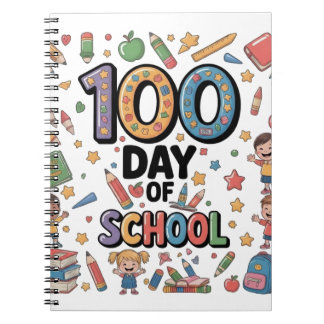 T-shirt met leuk 100e schooldag thema | Kleurrijke Notitieboek