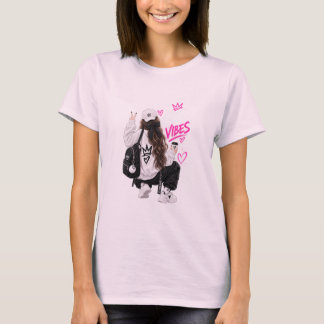 T-shirt met leuk meisje en vrolijke uitstraling vo