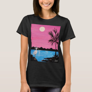 T-shirt met leuke zeekust scène met Reiger Vogel
