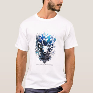 T-shirt met levendig hert met ijzige filigrain kle