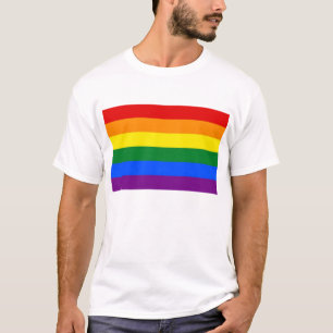 T Shirt met LGBT Regenboogvlag