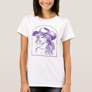 T-shirt met lijntekening van Coquette Cowgirl in a