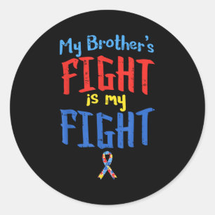 T-shirt met lint voor autisme bewustzijn Mijn broe Ronde Sticker