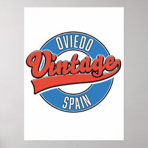 T-shirt met logo in vintage stijl van Oviedo Spanj Poster