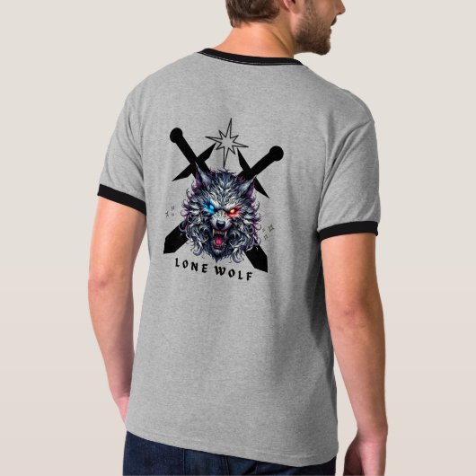 T-shirt met Lone Wolf Warrior – Felle Alpha Wolf m (Achterkant)