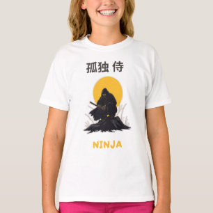 T-shirt met Lonely Ninja Samurai-kunstontwerp