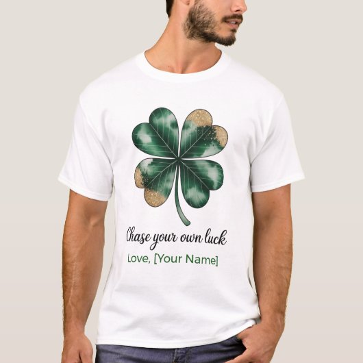 T-shirt met Lucky Clover Voel je Gelukkig T-shirt (Voorkant)