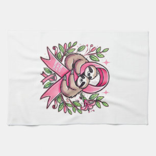 T-shirt met luiaard en lint voor borstkankerbewust theedoek