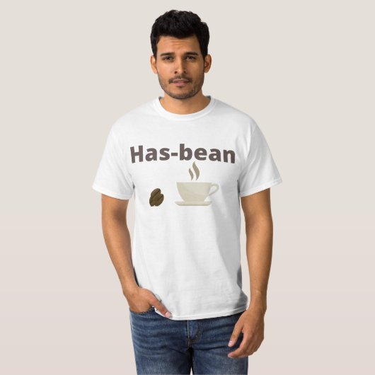 T-shirt met Mannen-waarde van has-bean (Voorkant volledig)