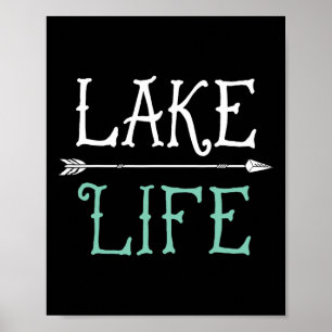 T-shirt met meerleven op het meer, Vissen, varen,  Poster