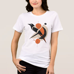 T-shirt met mid-century modern geometrische vogel