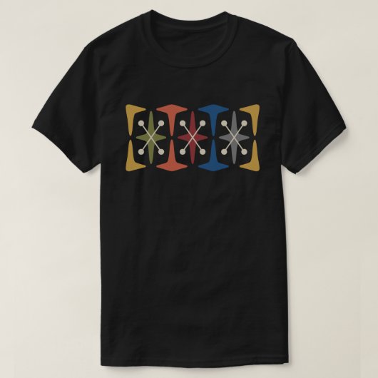 T-shirt met mid-century modern kosmische stervexpl (Design voorkant)