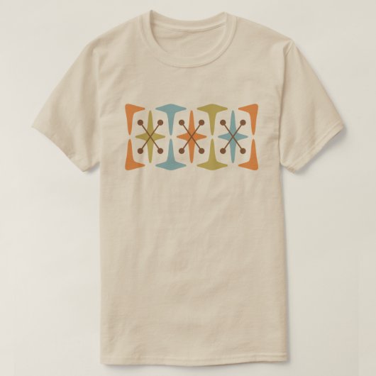 T-shirt met mid-century modern kosmische stervontw (Design voorkant)